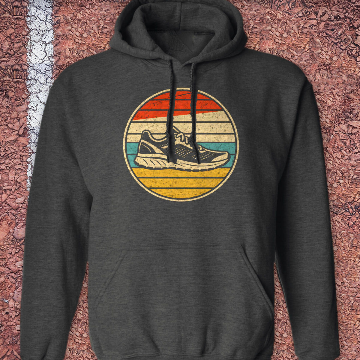 Retro Sunset Shoe Hoodie - Dark Heather