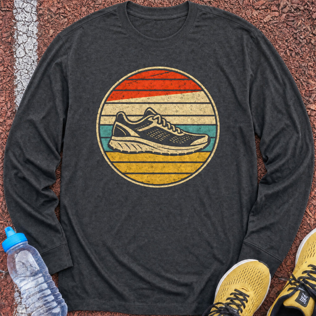 Retro Sunset Shoe Long Sleeve - Dark Heather
