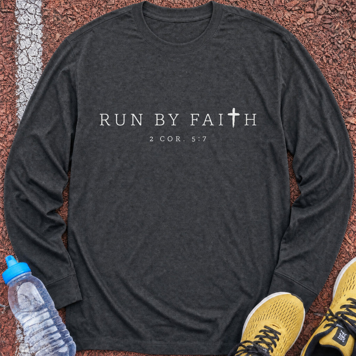 Run by Faith Long Sleeve - Dark Heather
