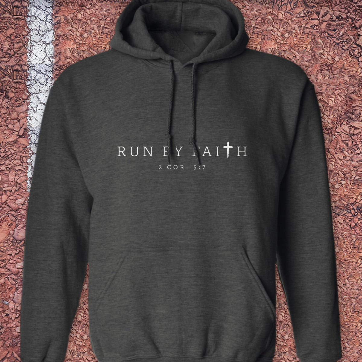 Run by Faith Hoodie - Dark Heather