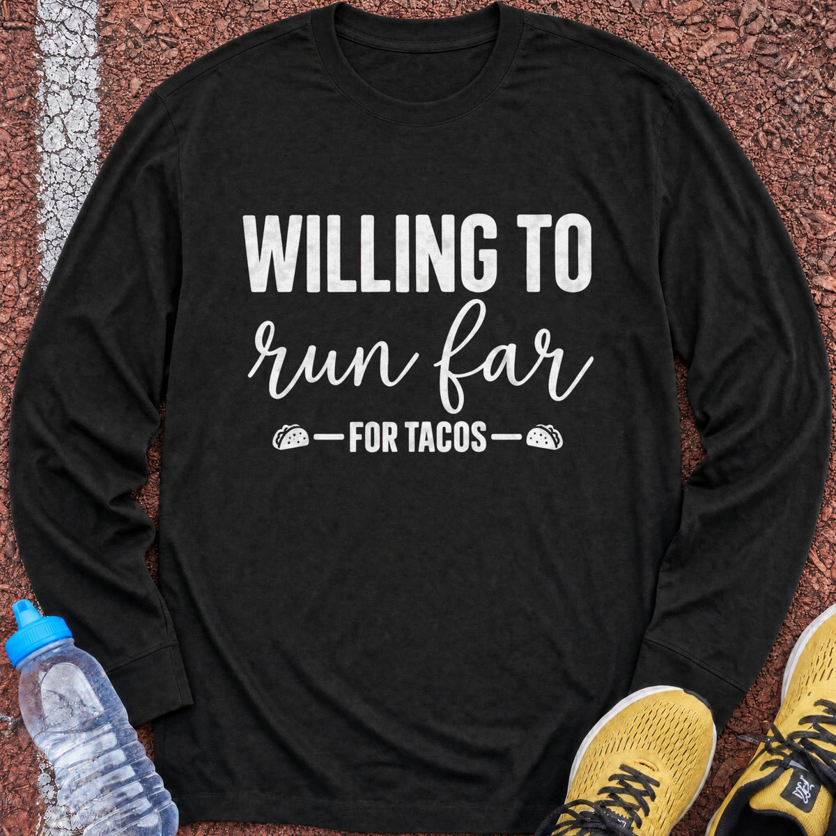Run Far for Tacos Long Sleeve - Black