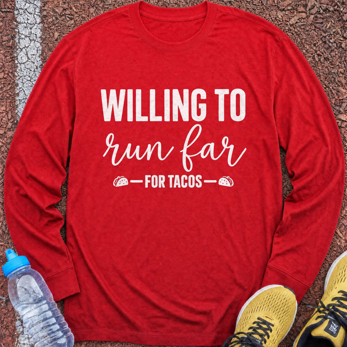 Run Far for Tacos Long Sleeve - Red
