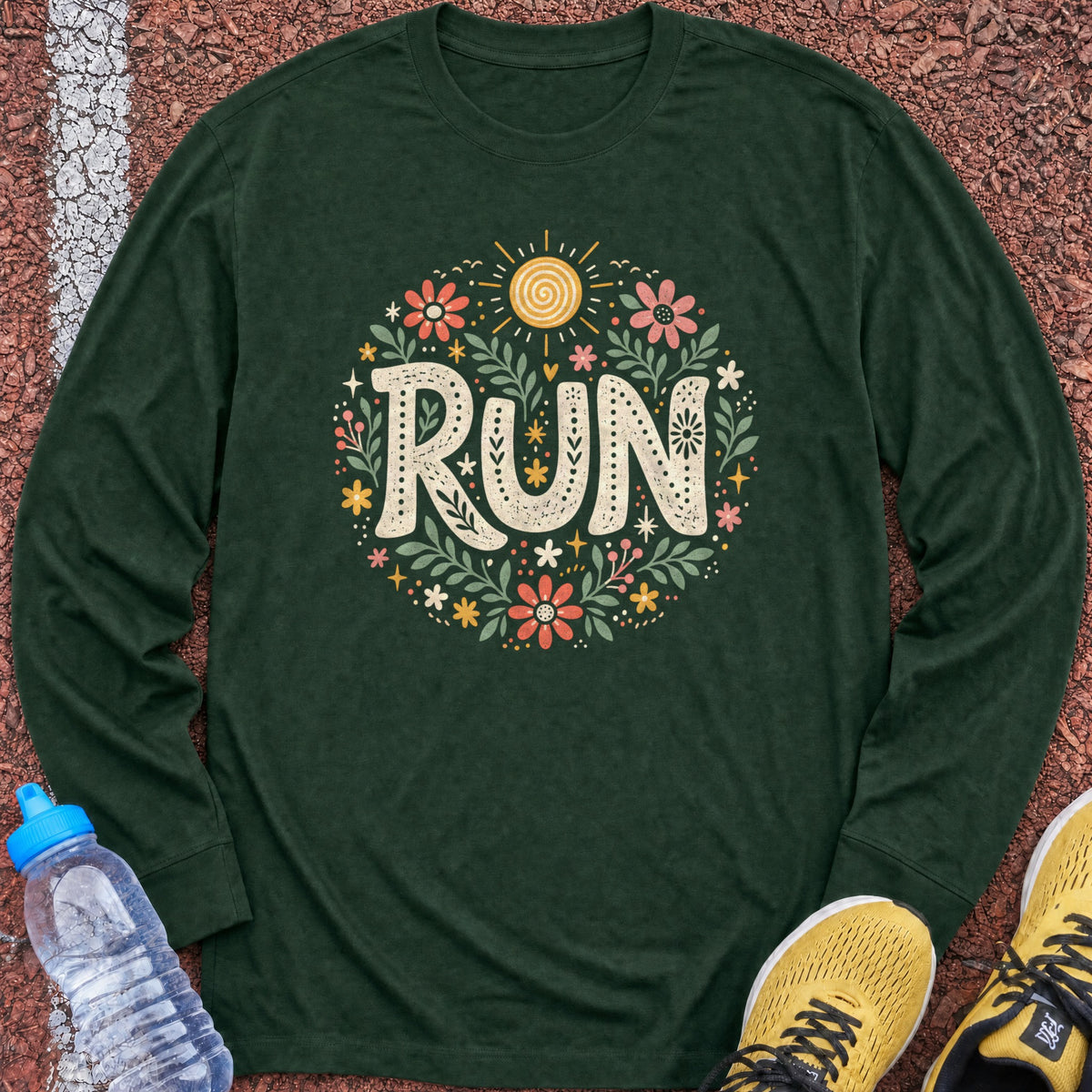 Run Floral Long Sleeve - Forest Green
