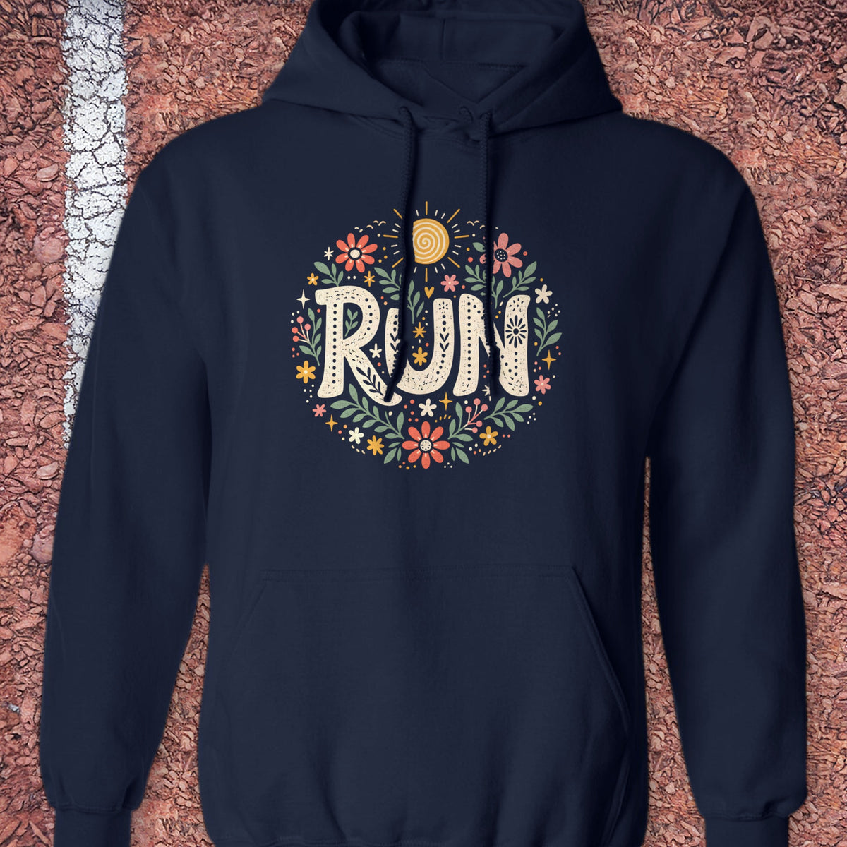 Run Floral Hoodie - Navy