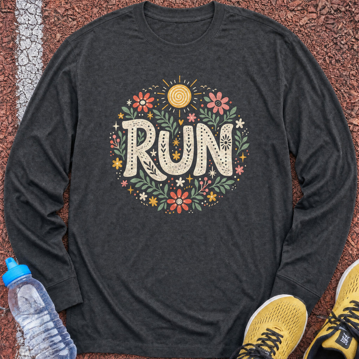 Run Floral Long Sleeve - Dark Heather