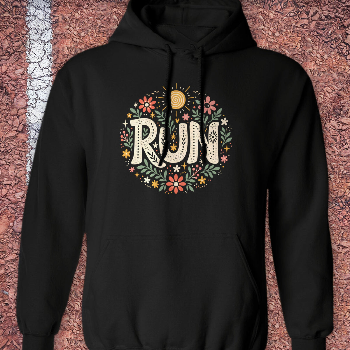 Run Floral Hoodie - Black