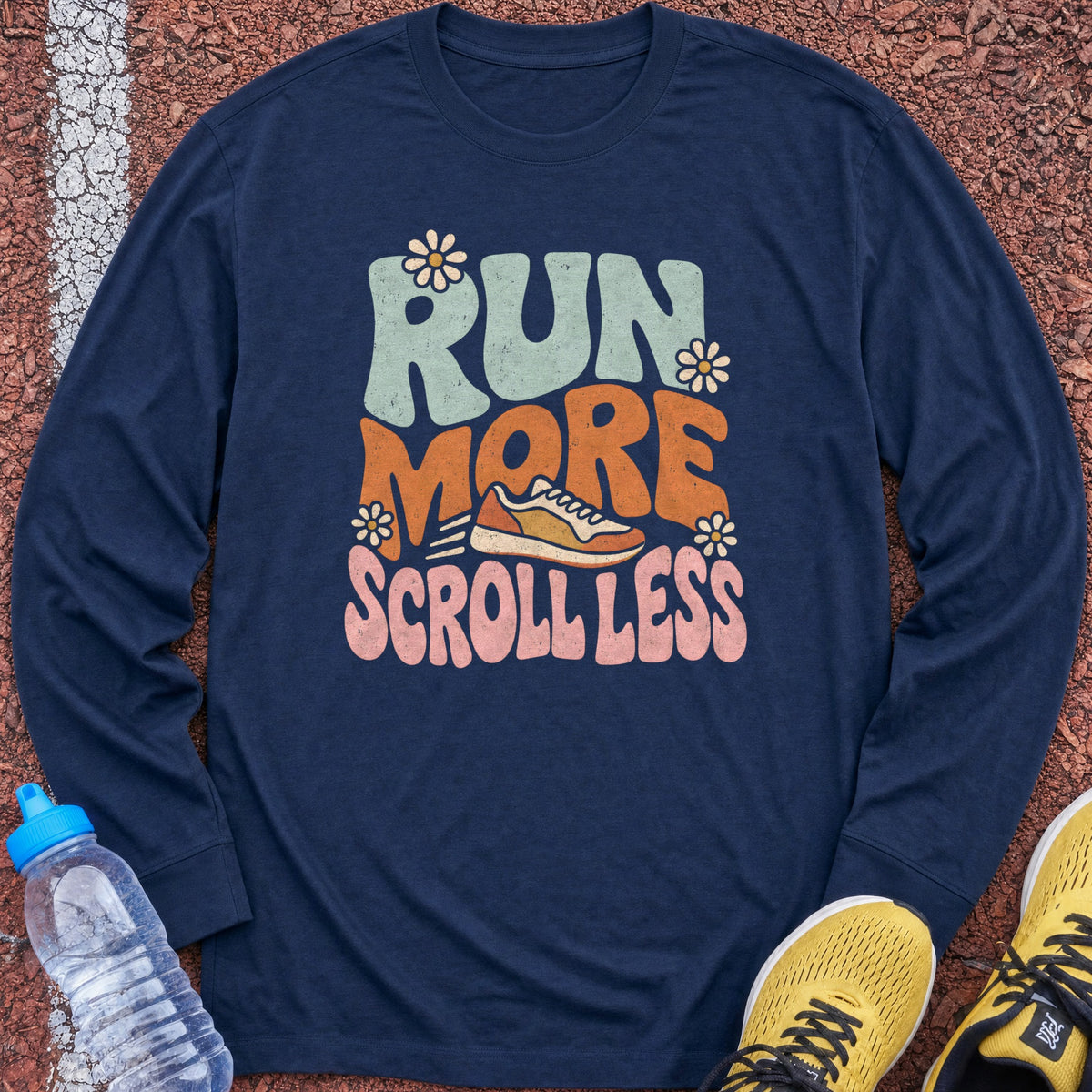 Run More Scroll Less Long Sleeve - Navy