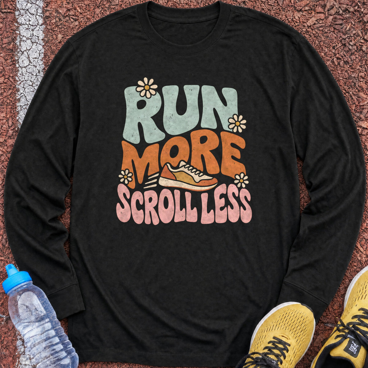 Run More Scroll Less Long Sleeve - Black