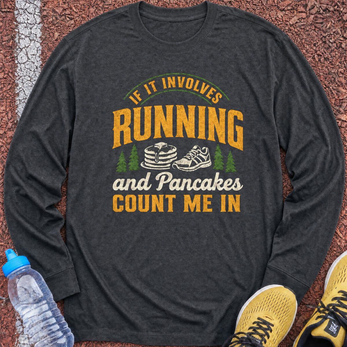 Running and Pancakes Long Sleeve - Dark Heather