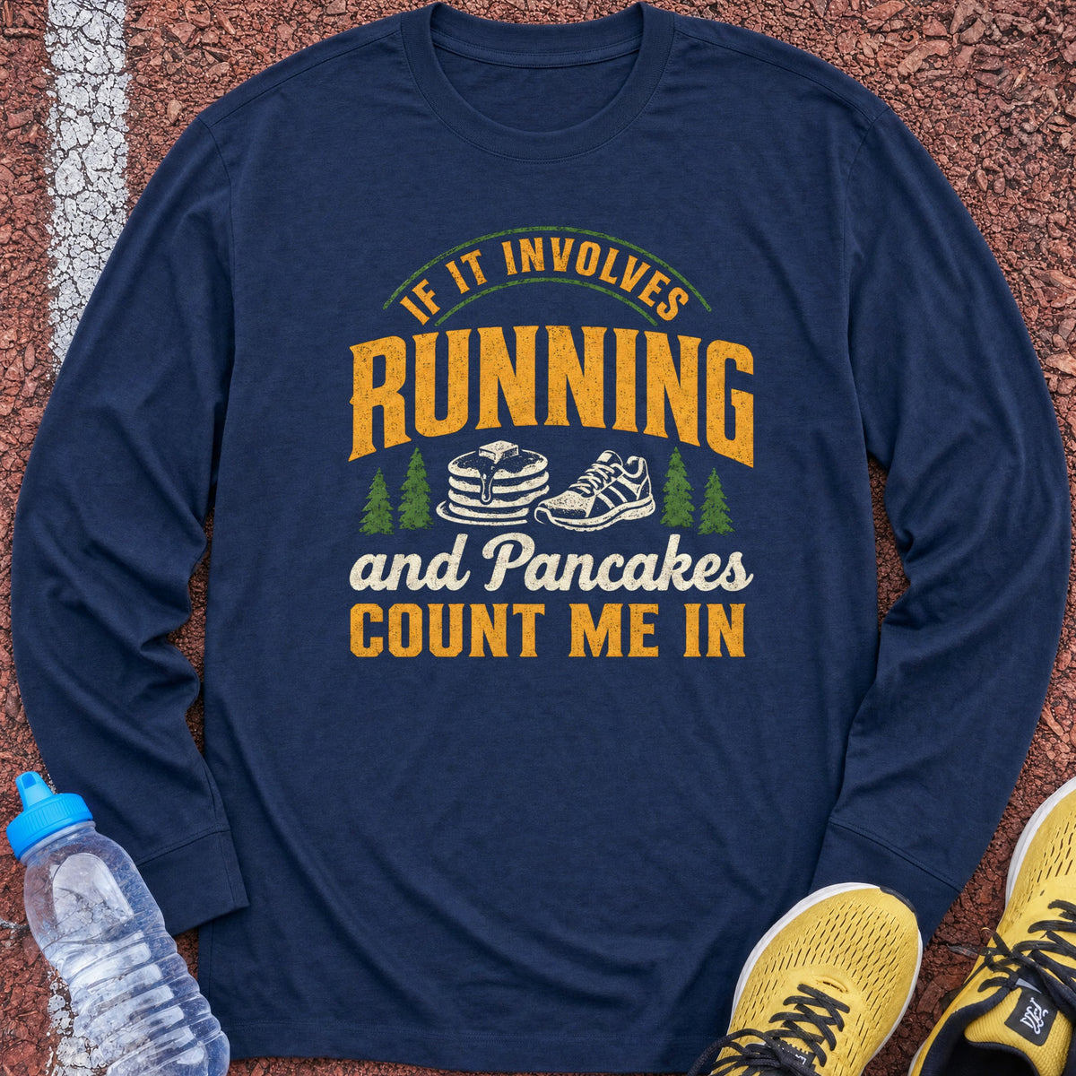 Running and Pancakes Long Sleeve - Navy