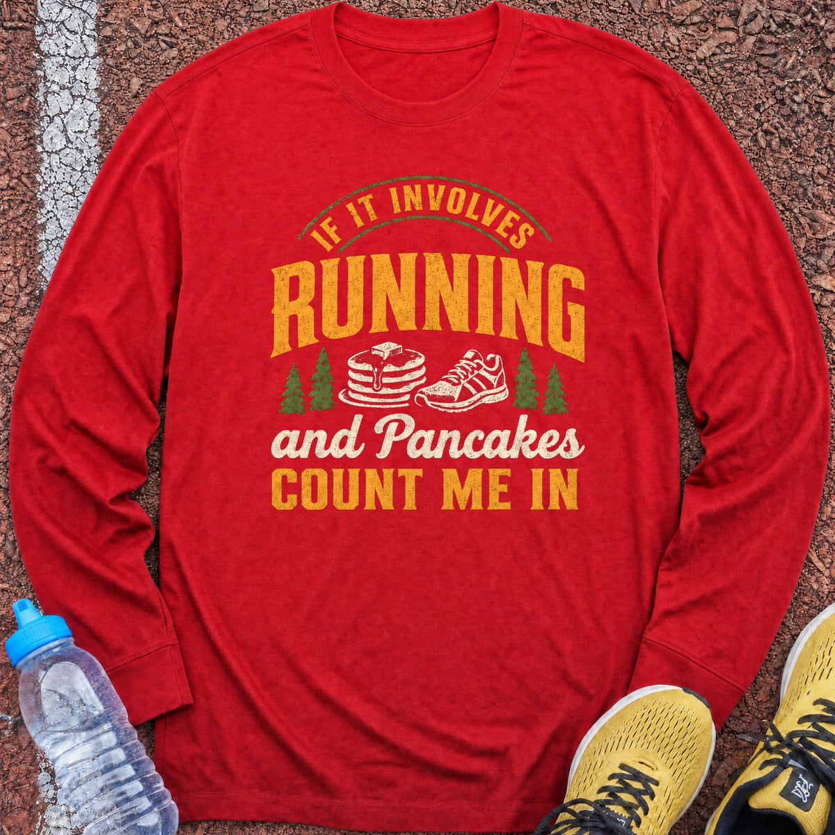 Running and Pancakes Long Sleeve - Red