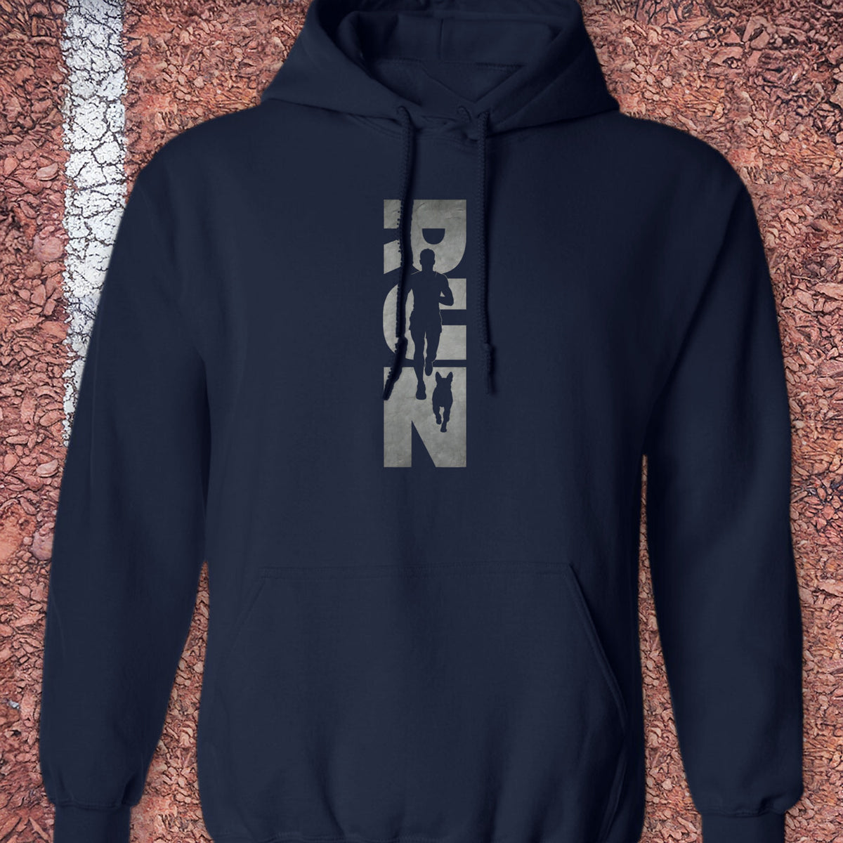 Running Man and Dog Hoodie - Navy