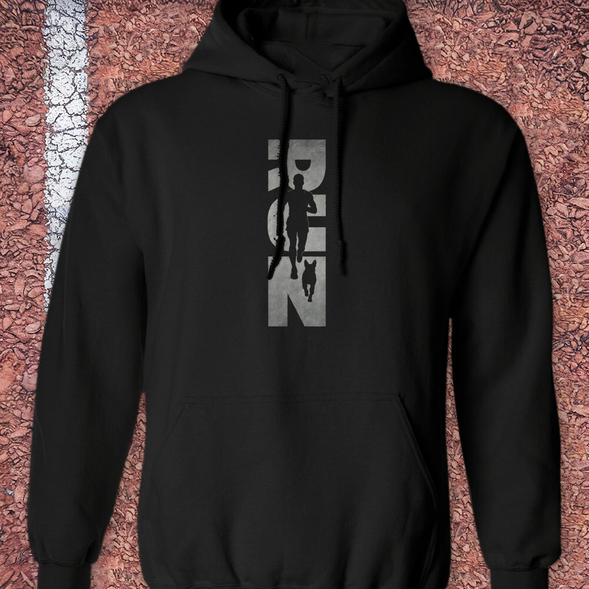 Running Man and Dog Hoodie - Black