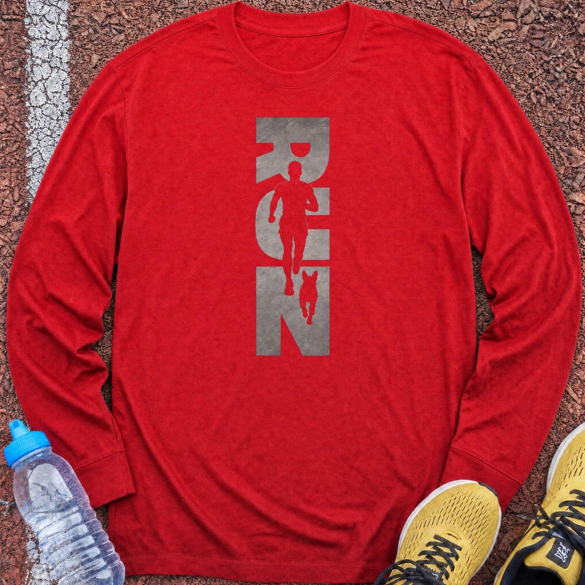 Running Man and Dog Long Sleeve - Red