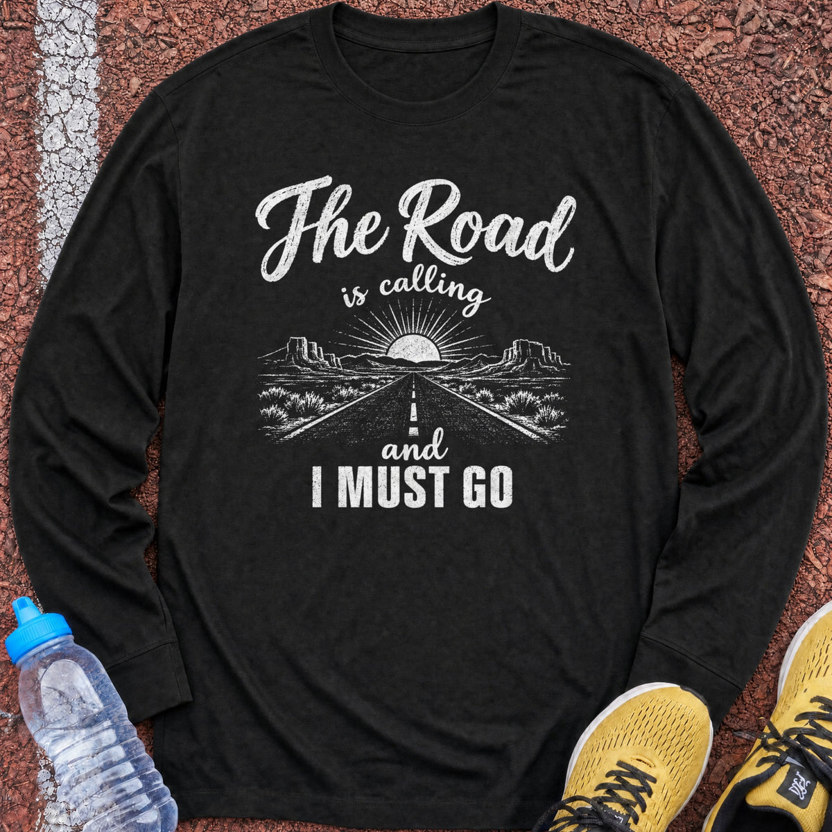 The Road Is Calling Long Sleeve - Black