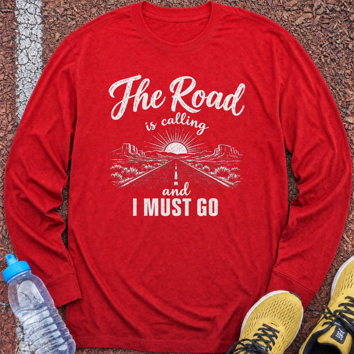 The Road Is Calling Long Sleeve - Red