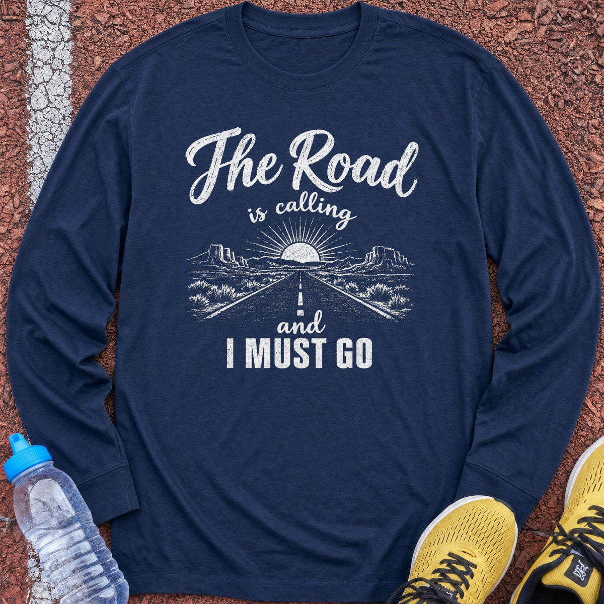 The Road Is Calling Long Sleeve - Navy