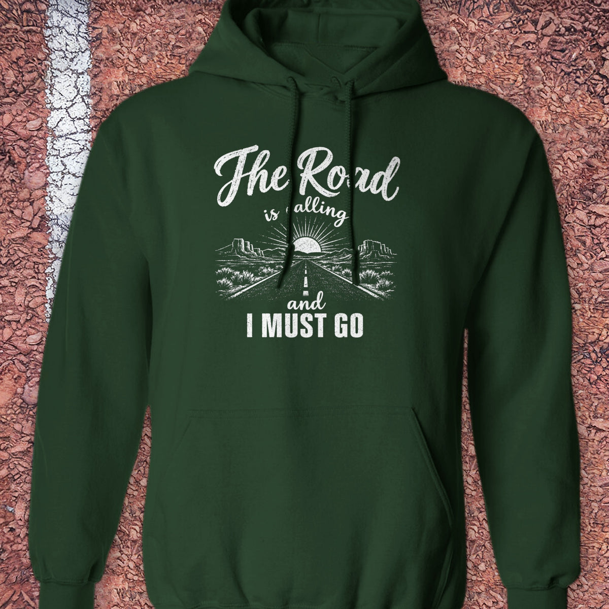 The Road Is Calling Hoodie - Forest Green