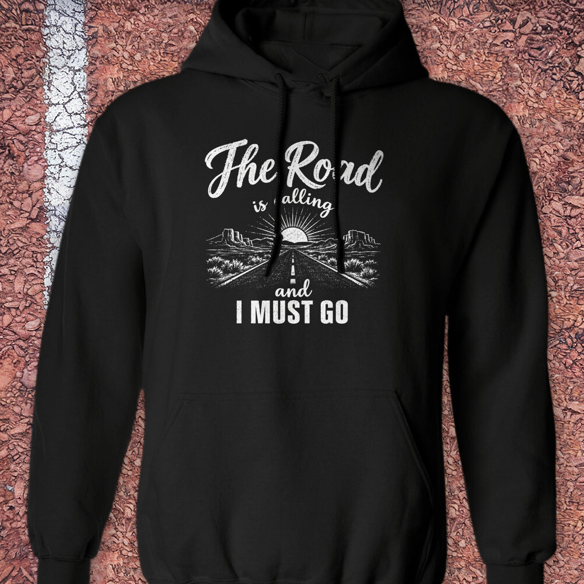 The Road Is Calling Hoodie - Black
