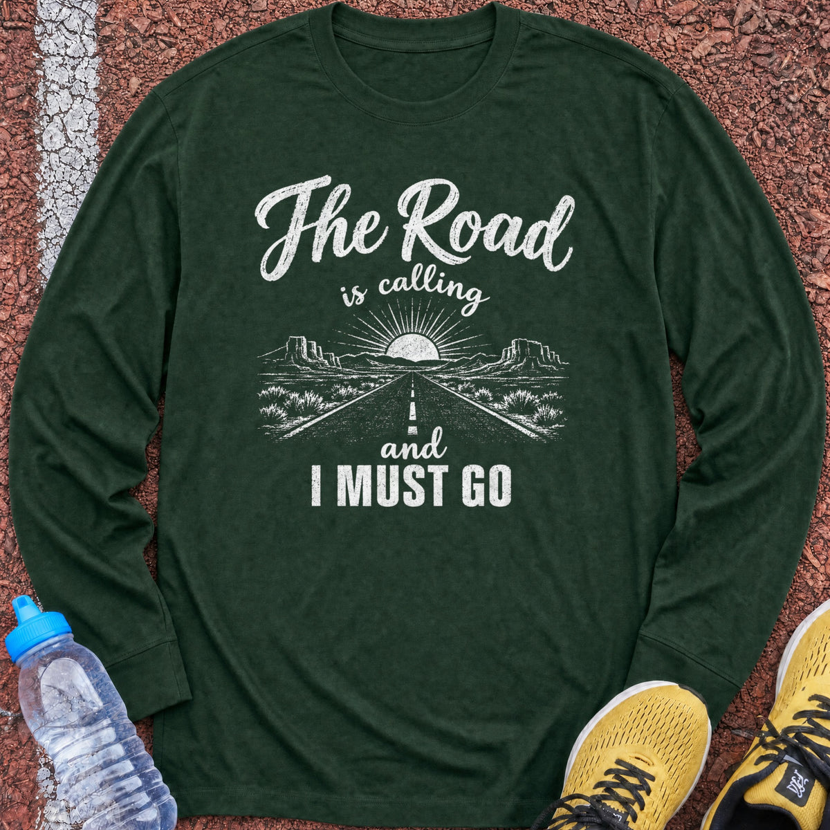 The Road Is Calling Long Sleeve - Forest Green