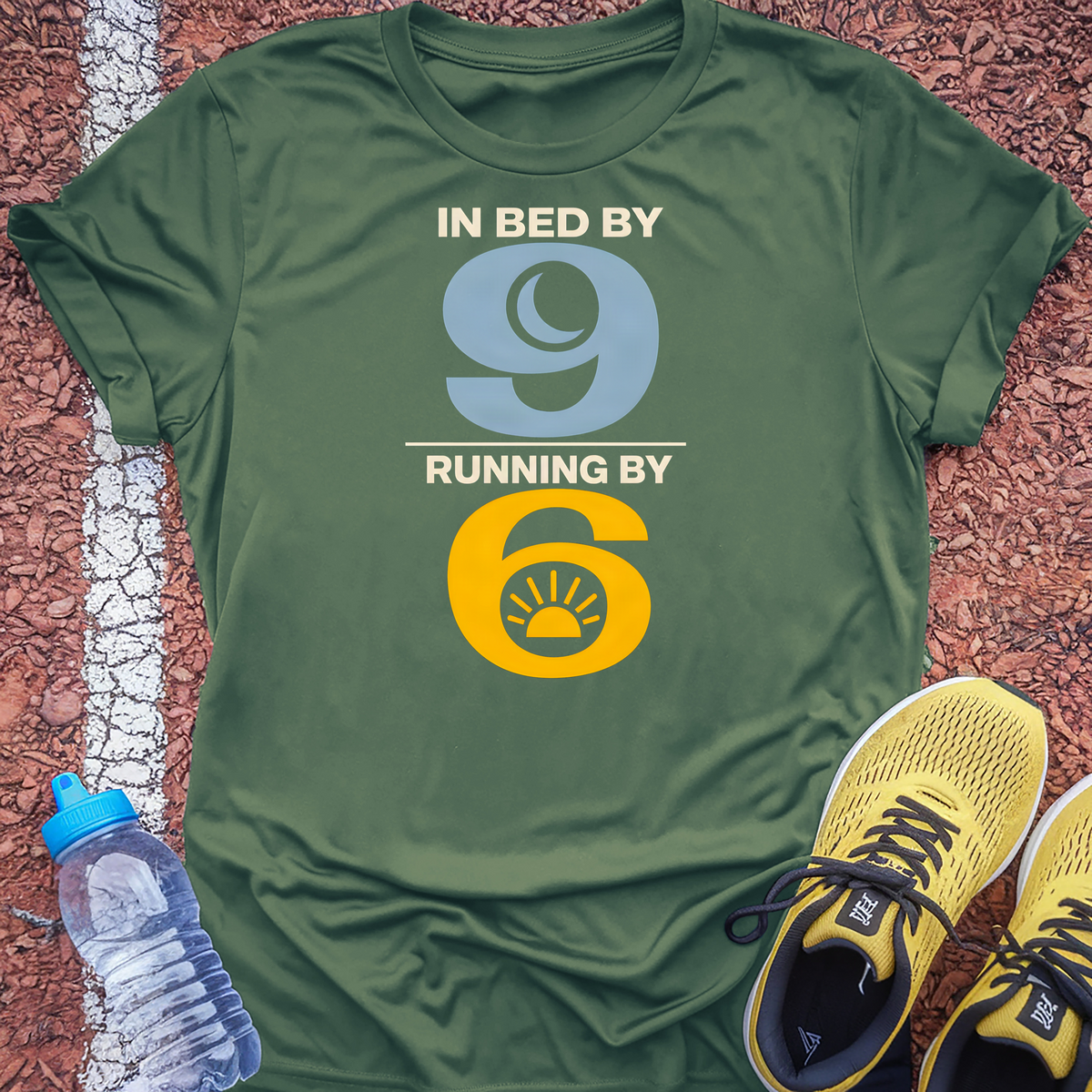 In Bed by 9 T-Shirt - Military Green