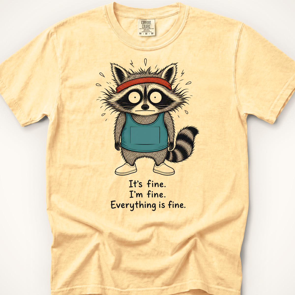 It's Fine Raccoon T-Shirt - Butter