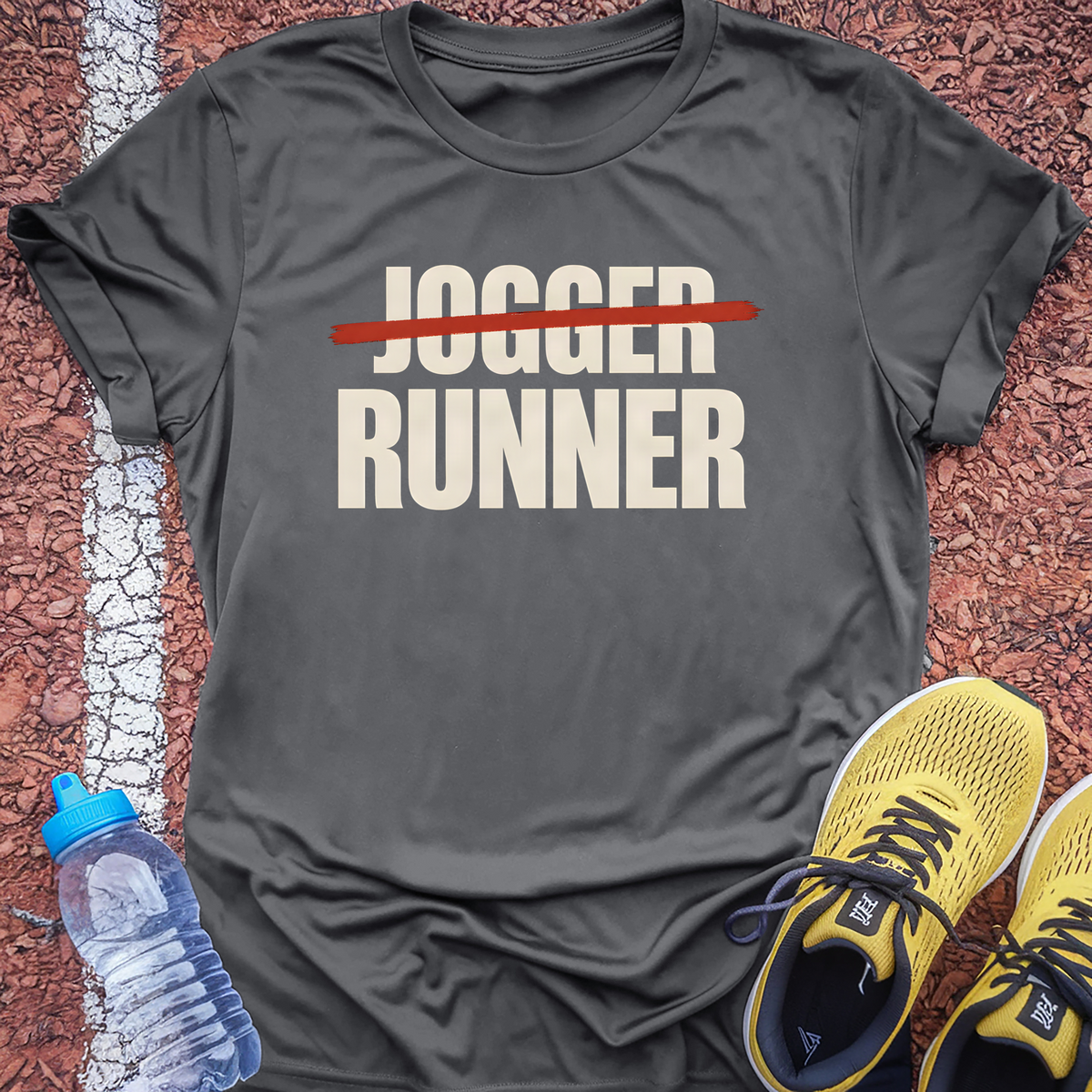 Jogger Struck Through Runner T-Shirt - Charcoal