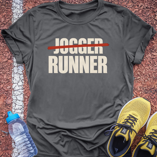 Jogger Struck Through Runner T-Shirt - Charcoal