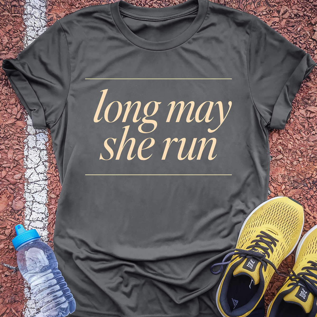 Long May She Run T-Shirt - Charcoal