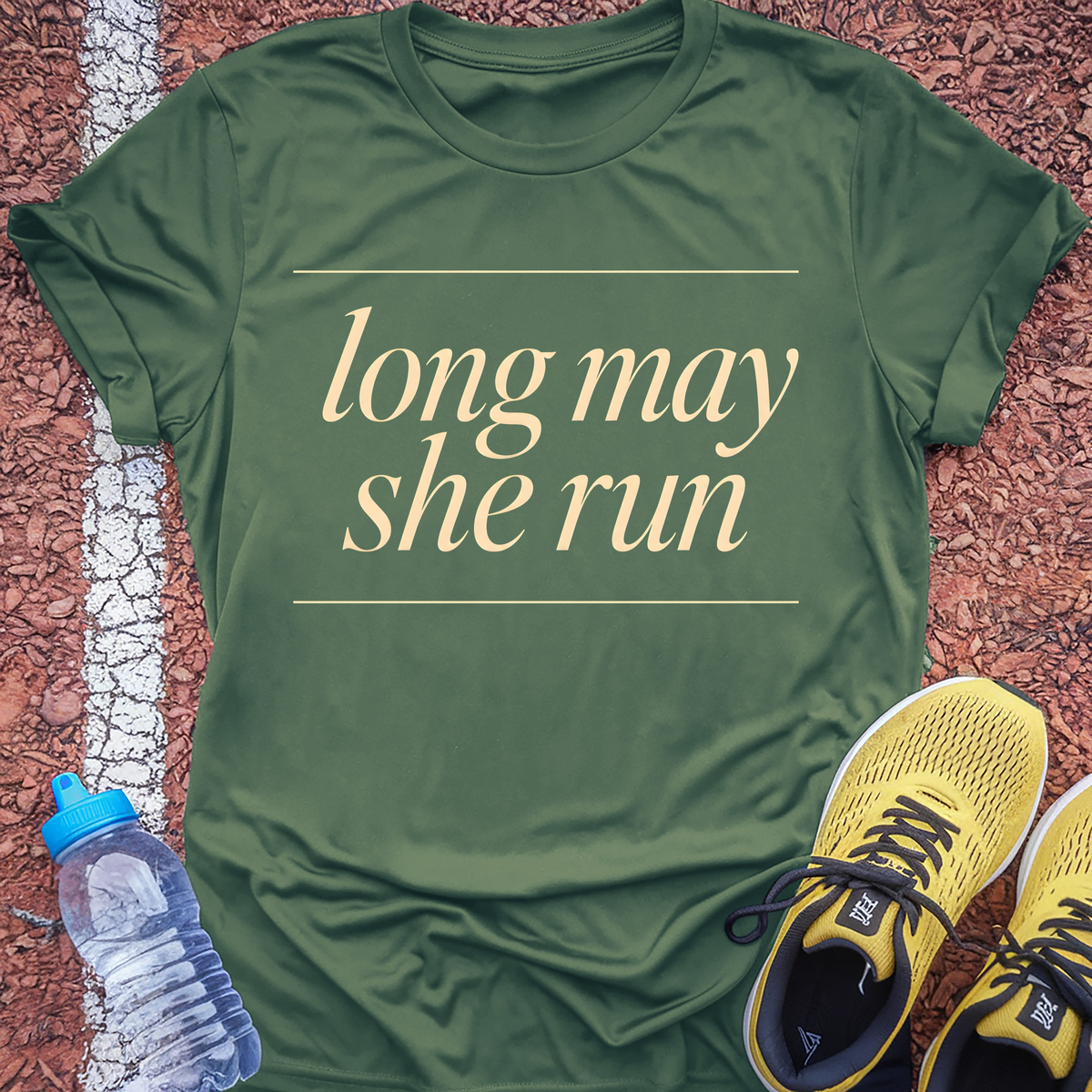 Long May She Run T-Shirt - Military Green