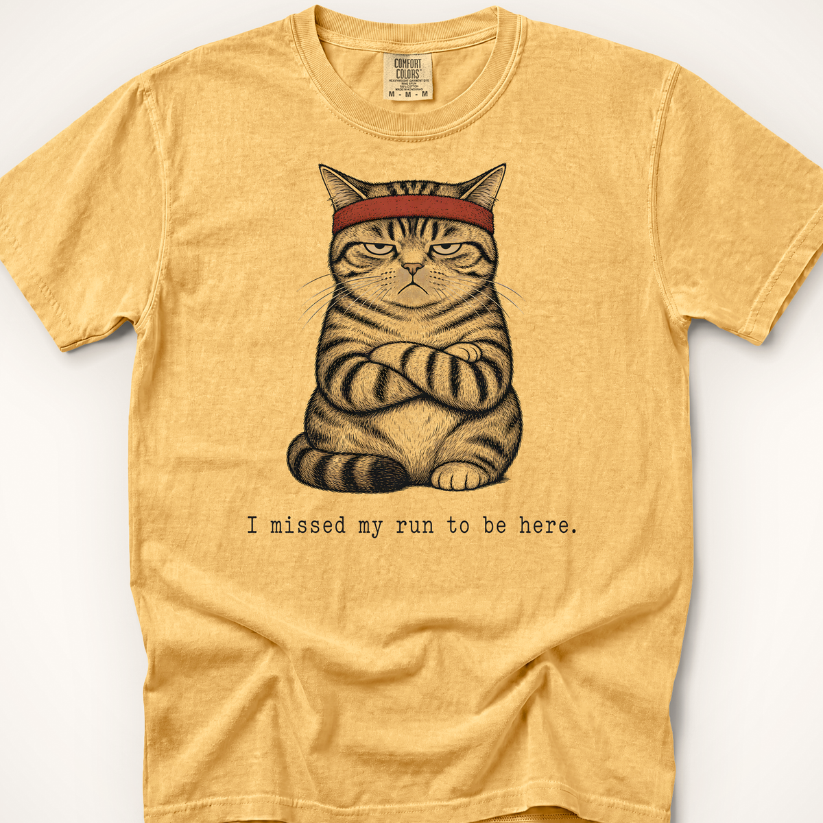 Missed My Run Cat T-Shirt - Mustard