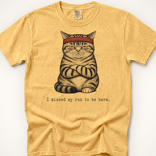 Missed My Run Cat T-Shirt - Mustard