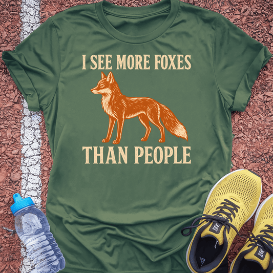 More Foxes Than People T-Shirt - Military Green