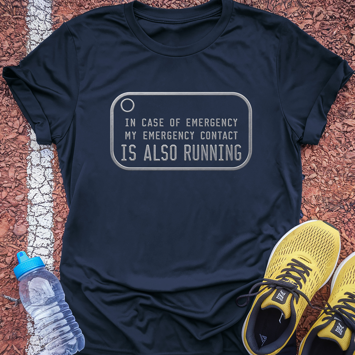My Emergency Contact Is Also Running T-Shirt - Navy