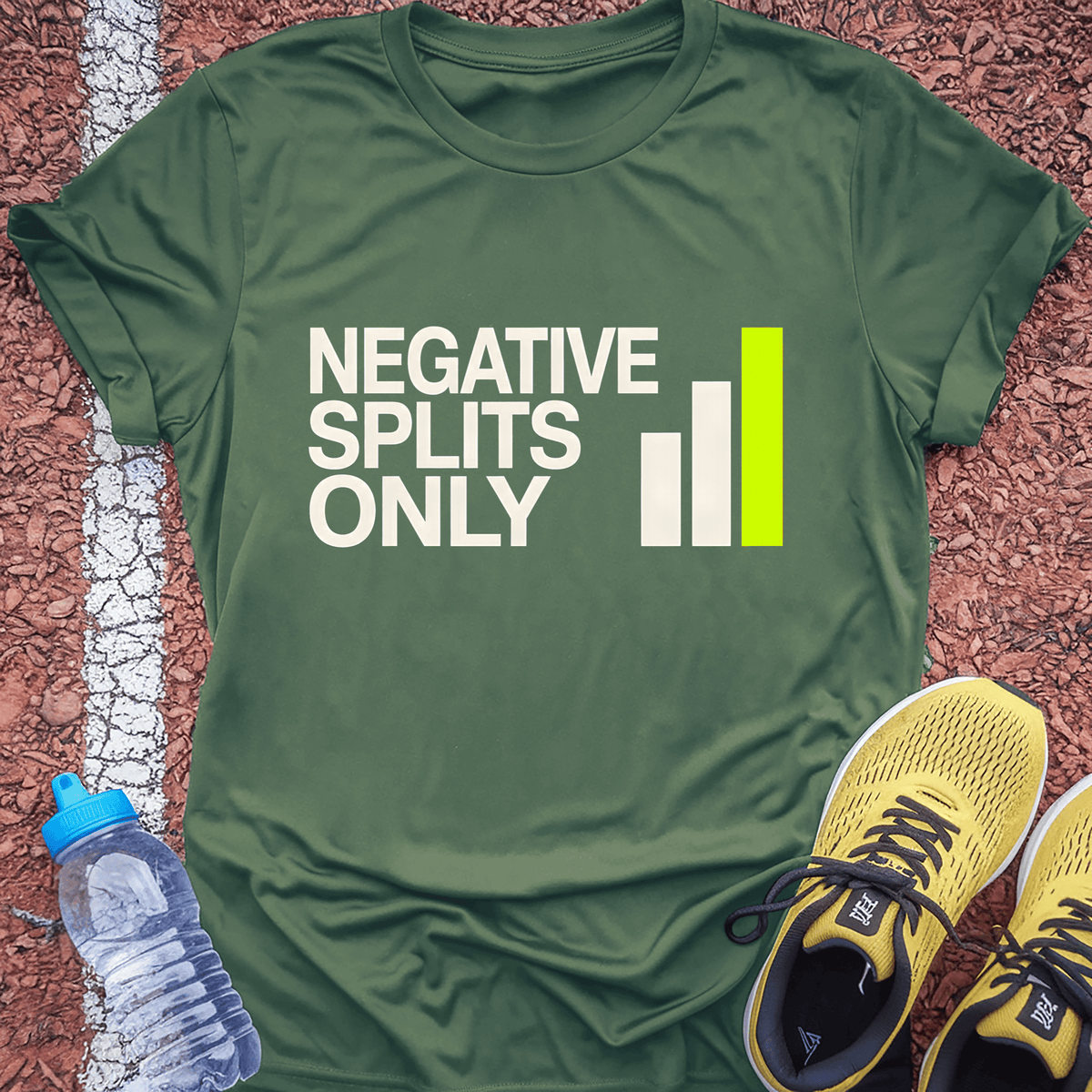 Negative Splits Only T-Shirt - Military Green