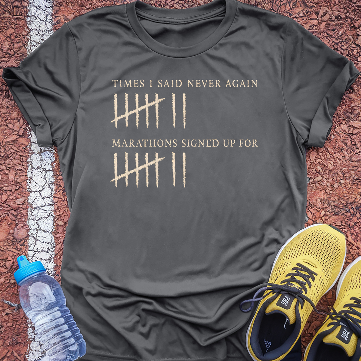 Never Again Tally T-Shirt - Charcoal