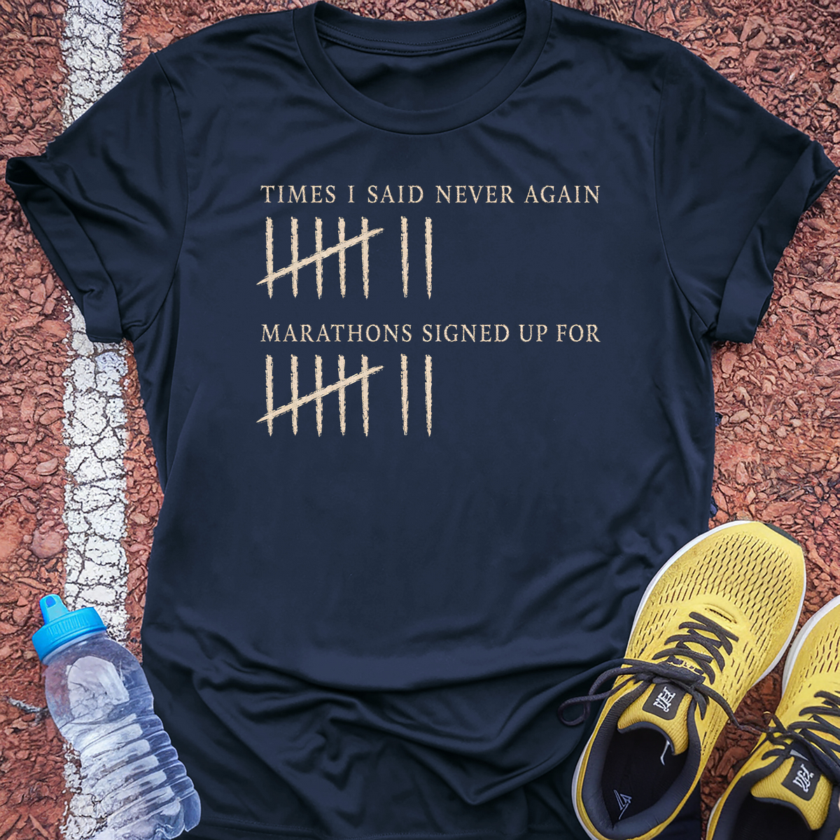 Never Again Tally T-Shirt - Navy