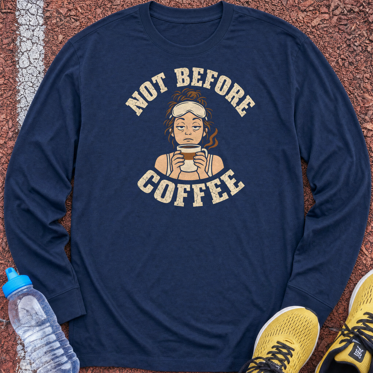 Not Before Coffee Long Sleeve - Navy