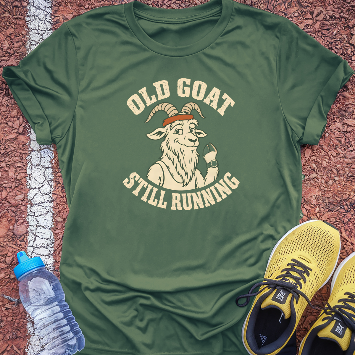 Old Goat Still Running T-Shirt - Military Green