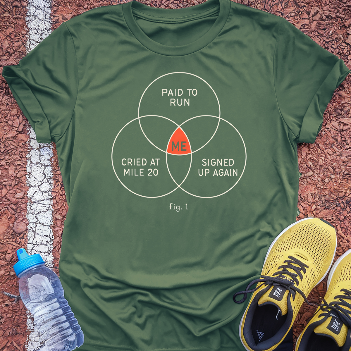 Paid Cried Signed Up Again Venn T-Shirt - Military Green