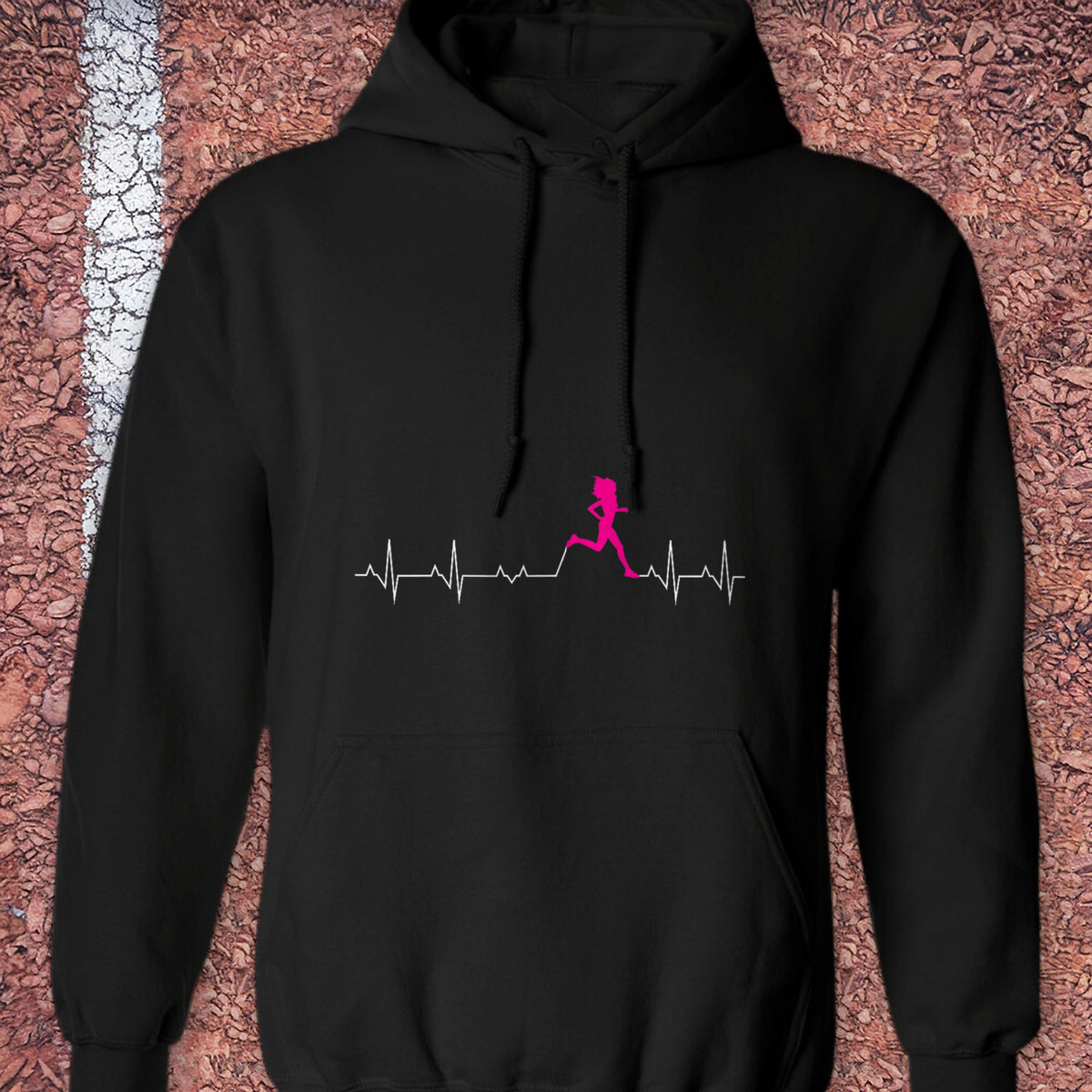 Pink Heart Hoodie - Black