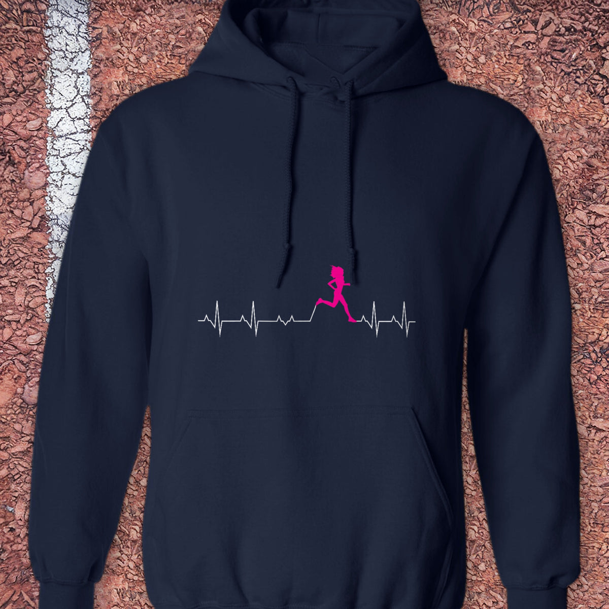 Pink Heart Hoodie - Navy