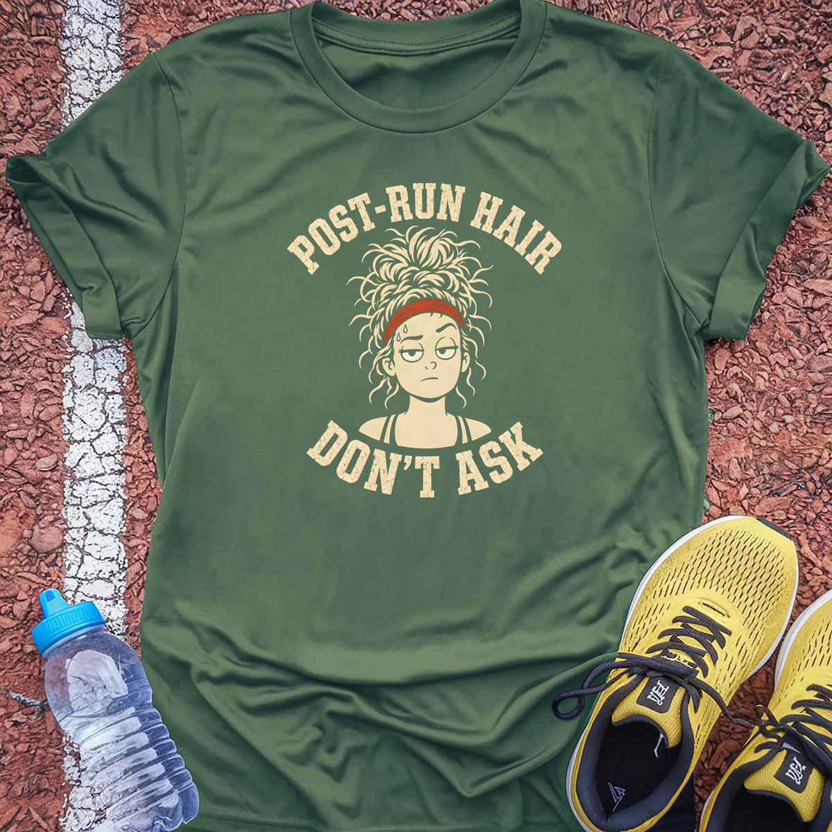 Post-Run Hair Tech Tee - Forest Green