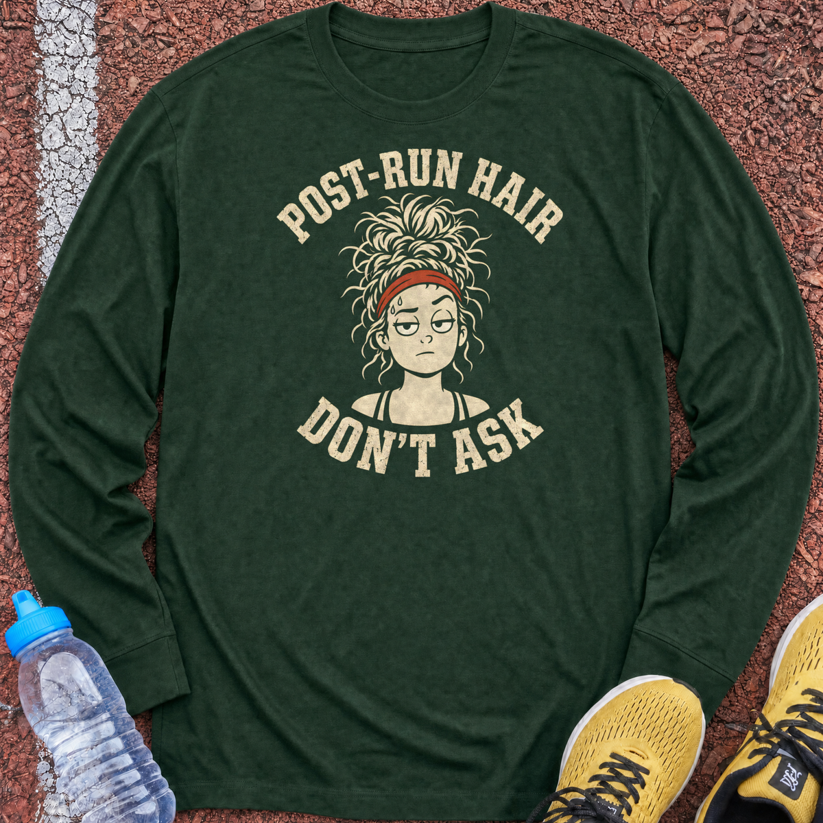 Post-Run Hair Long Sleeve - Forest Green