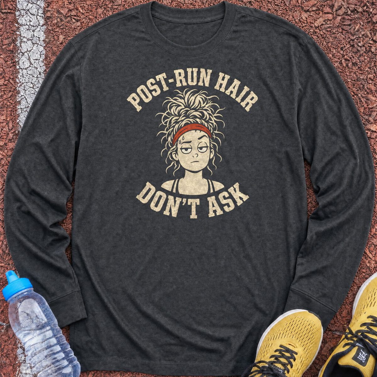 Post-Run Hair Long Sleeve - Dark Heather