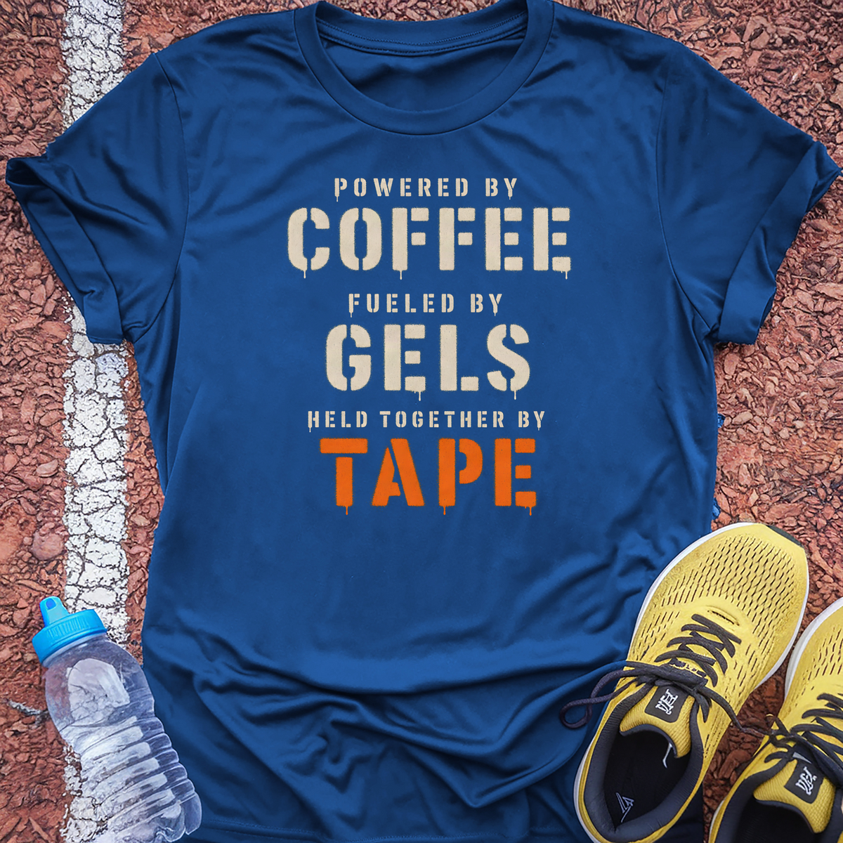 Powered By Coffee Held Together By Tape T-Shirt - Royal