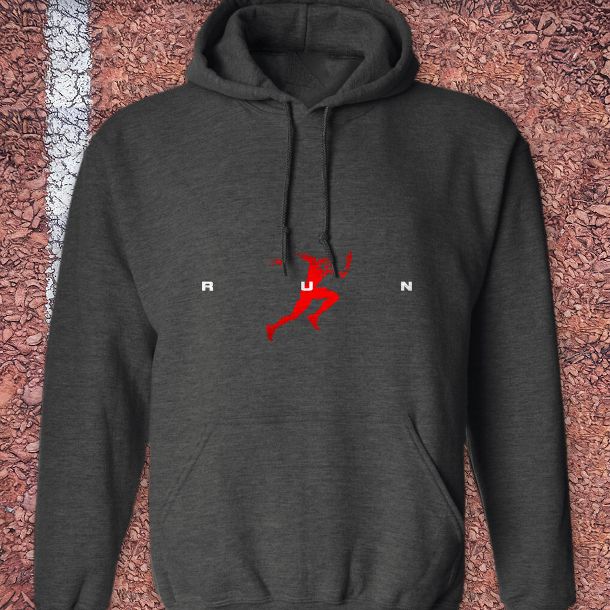 R U N Hoodie - Dark Heather