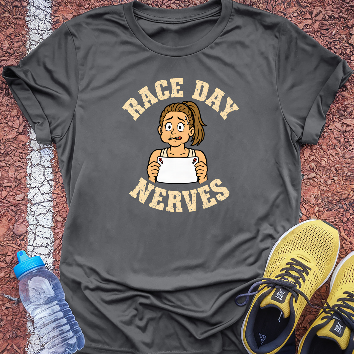 Race Day Nerves T-Shirt - Dark Heather