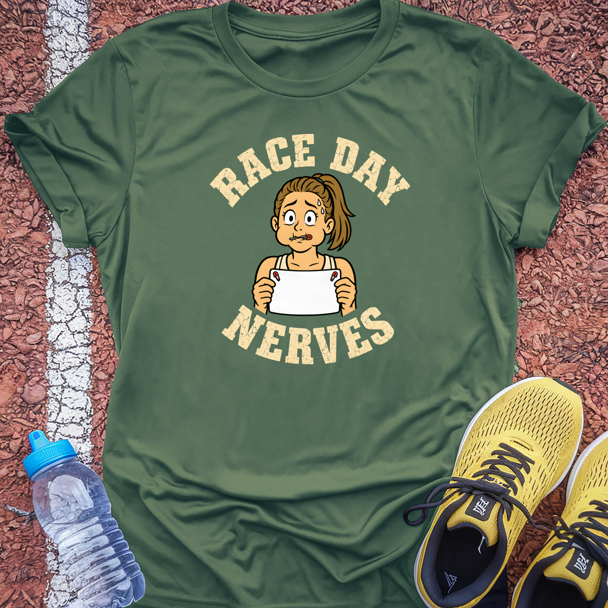 Race Day Nerves T-Shirt - Military Green