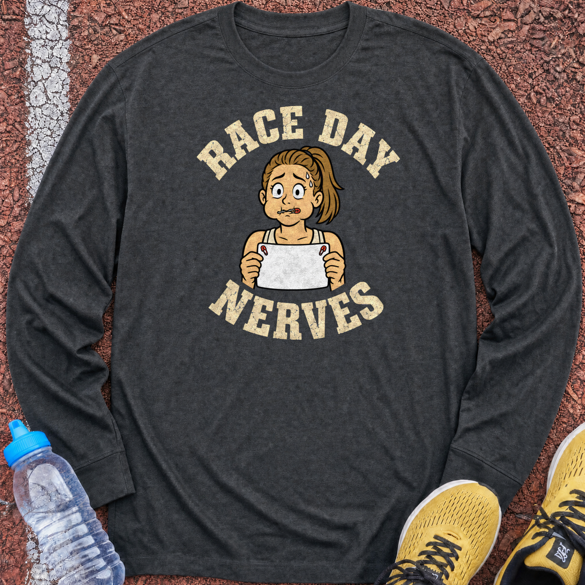 Race Day Nerves Long Sleeve - Dark Heather